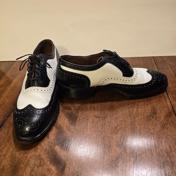 ALLEN EDMONDS Broadstreet Black/White Wingtip Spectator Shoes 9D Made in USA - Picture 9 of 16
